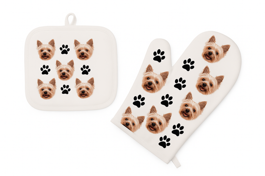 Heat-resistant Oven Mitts Set hanging in a modern kitchen