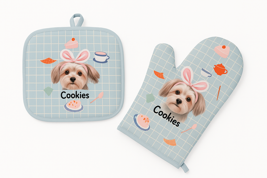 Floral-patterned Oven Mitts Set for stylish home cooking